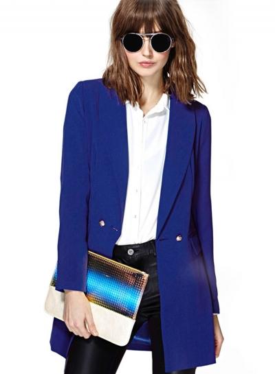 Oasap Solid Shawl Collar Double Breasted Blazer