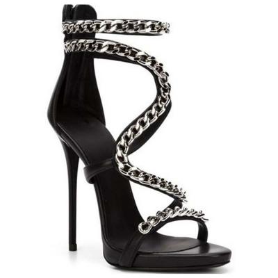Oasap Open Toe Stiletto Heels Chain Sandals