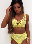 Oasap Lace Eyelet 2 Piece Bikini Set