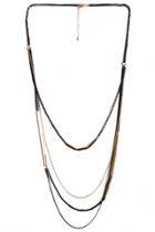 Oasap Black Gold Multi-strand Necklace