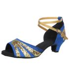 Oasap Open Toe Sequins Cross Strap Latin Dance Shoes