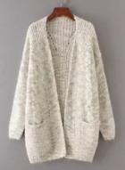 Oasap Open Front Long Sleeve Solid Color Cardigan