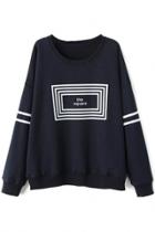 Oasap The Square Navy French Terry Sweatshirt