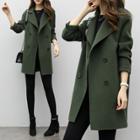 Oasap Loose Fit Solid Color Turn-down Collar Long Sleeve Trench Coat