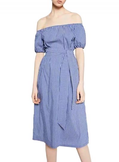 Oasap Women Color Block Striped Print Tie Waist Dress