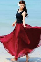 Oasap Behemian Solid Color Long Dress Skirt