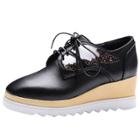 Oasap Square Toe Wedge Heels Lace-up Oxford Shoes