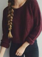 Oasap Fashion Long Sleeve Pullover Knit Cropped Sweater