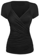 Oasap V Neck Short Sleeve Ruched Slim Fit Tee