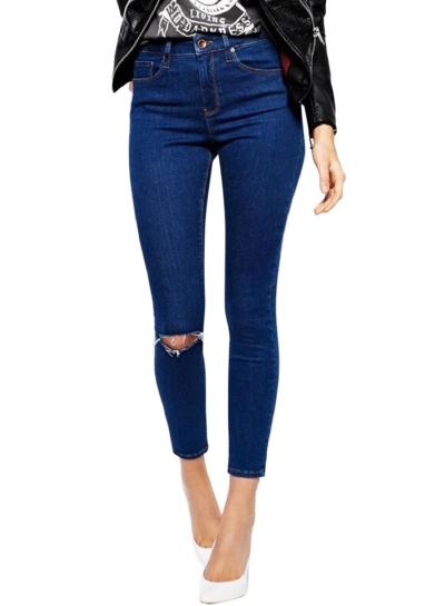 Oasap Women's Fashion Ripped Ankle Length Slim Fit Denim Pants