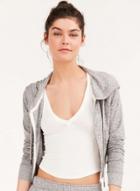 Oasap Women's Heathered Hooded Sport Cropped Coat