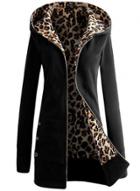 Oasap Fashion Long Sleeve Leopard Full Zip Hoodie