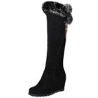 Oasap Fashion Height Increasing Knee Length Furry Boots
