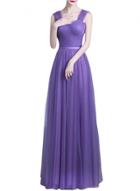 Oasap Women's Elegant Solid Color Mesh Prom Dress