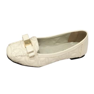 Oasap Cute Square Toe Embroidery Flat Heels Bow Shoes