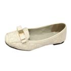 Oasap Cute Square Toe Embroidery Flat Heels Bow Shoes