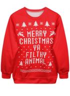 Oasap Fashion Christmas Printed Pullover Loose Sweatshirt