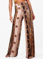 Oasap Fashion Loose High Waist Straight Leopard Wide Leg Pants