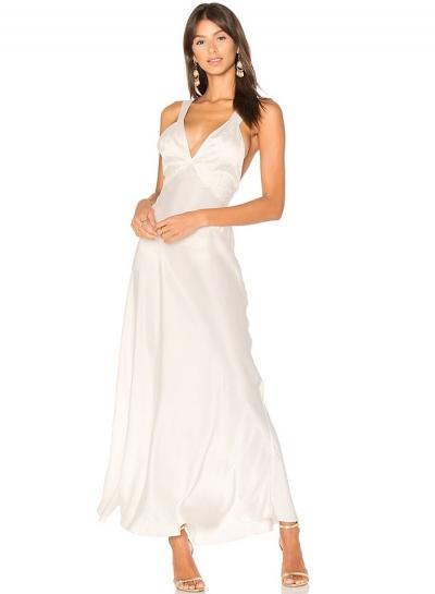 Oasap V Neck Sleeveless Backless Solid Maxi Evening Dress