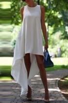 Oasap Elegant White High-low Sleeveless Midi Dress