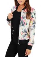 Oasap Lightweight Zip Up Floral Print Short Jacket