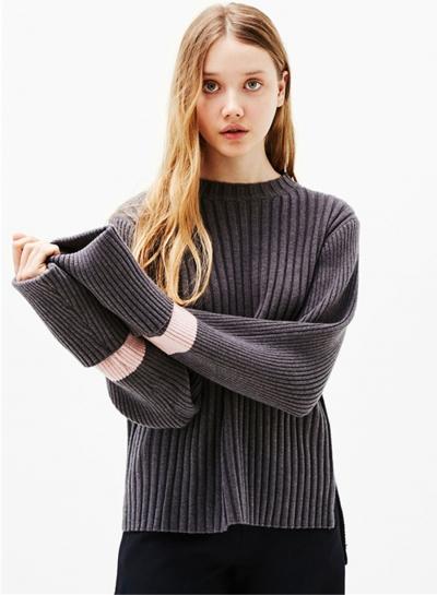 Oasap Fashion High Low Color Block Sweater