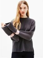 Oasap Fashion High Low Color Block Sweater