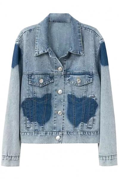 Oasap Cute Light Blue Denim Jacket