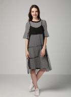 Oasap Round Neck Flare Sleeve Loose Mesh Dress