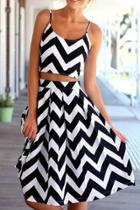 Oasap Chevron Print Cami Top Skirt Matching Sets