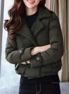 Oasap Short Long Sleeve Solid Color Lamb Wool Cotton Padded Coat