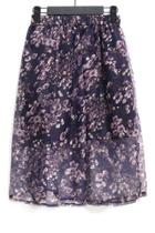 Oasap Floral Semi-sheer Chiffon Skirt