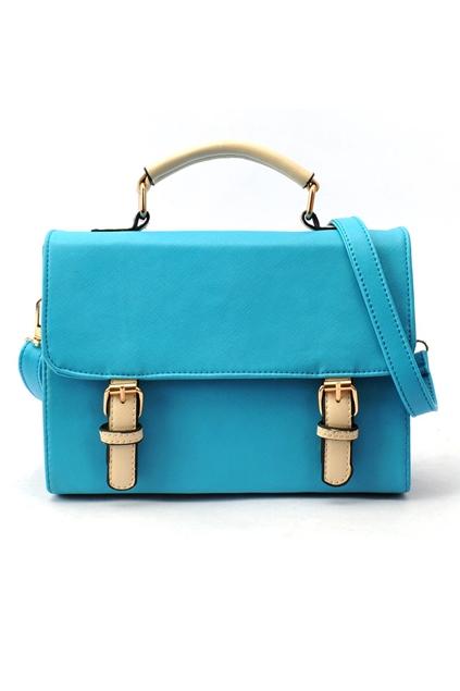 Oasap Contrast Colored Pin Buckle Magnetic Snap Shoulder Bag