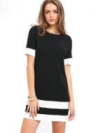 Oasap Round Neck Short Sleeve Solid Mini Dresses