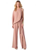 Oasap Fashion Solid One Long Sleeve Wide Leg Jumpsuit
