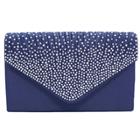 Oasap Rhinestone Satin Evening Envelope Clutch Bag