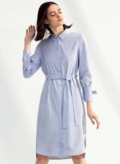 Oasap Classic Blue & White Stripped Dress