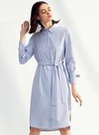 Oasap Classic Blue & White Stripped Dress