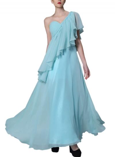 Oasap Women's Ruffled One Shoulder Maxi Party Evening Bridesmaid Dress