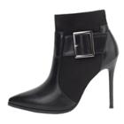 Oasap Pointed Toe Buckle Strap Side Zipper Ankle Boots