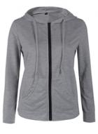 Oasap Slim Fit Long Sleeve Zipper Hoodie Sweatshirt