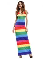 Oasap Round Neck Long Sleeve Striped Maxi Dress