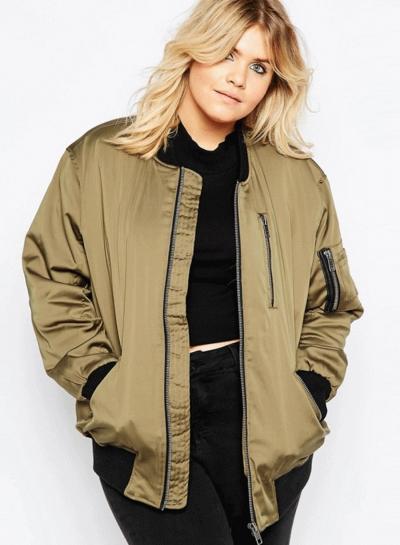 Oasap Women's Color Block Zip Front Coat