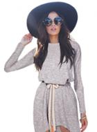Oasap Fashion Long Sleeve High Low Dress With Belt