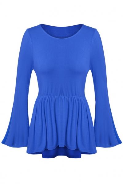 Oasap Chic Flouncing Hem Long Sleeve Tee