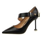 Oasap Buckle Strap High Heels Pointed Toe Office Pumps