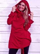 Oasap Solid Color Batwing Sleeve Pullover Hooded Sweatshirt