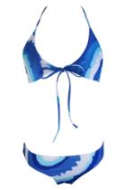Oasap Print Bow Front Halter Two Piece Swimsuit