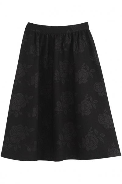Oasap Subtle Floral Print Midi Skirt
