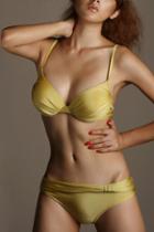 Oasap Wholecolored Twist Pleated Strappy Bikini